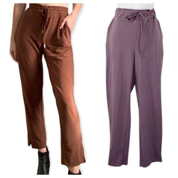 Joie Mauve Drawstring Waistband Ankle Slit Casual Pants Medium - Picture 1 of 13
